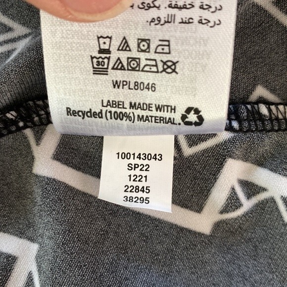 JM Collection Geo Print 3/4 Sleeve Scoop Neck Tunic Top Asymmetrical Sheer Hem - Picture 10 of 14